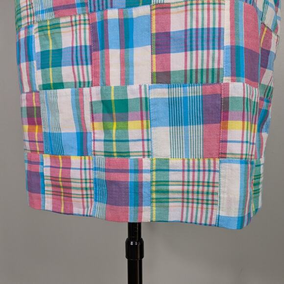 Talbots Madras Plaid Mini Skirt 10 Blue Pink Preppy Classic Patchwork NWT Summer - Picture 7 of 13